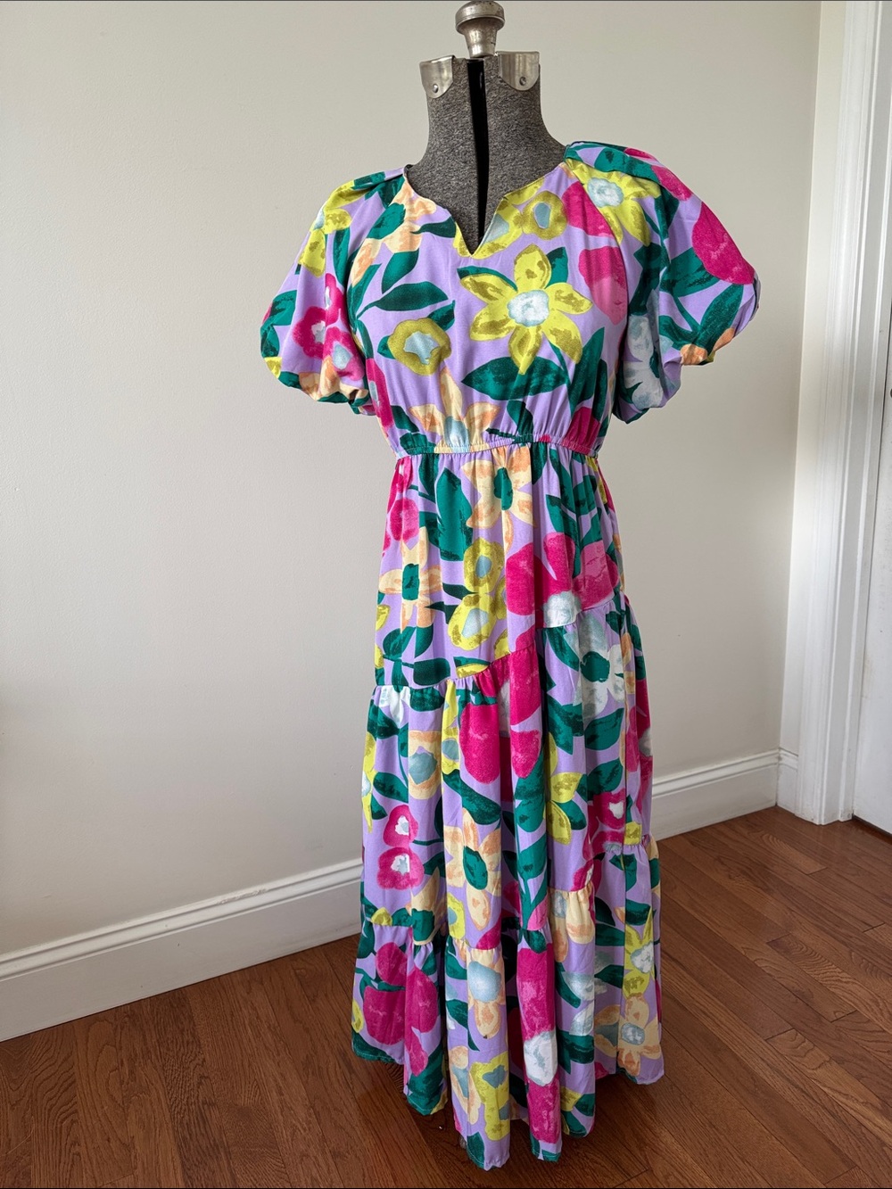 Umgee Multicolor Floral Maxi Dress in Lavender, Pink & Green